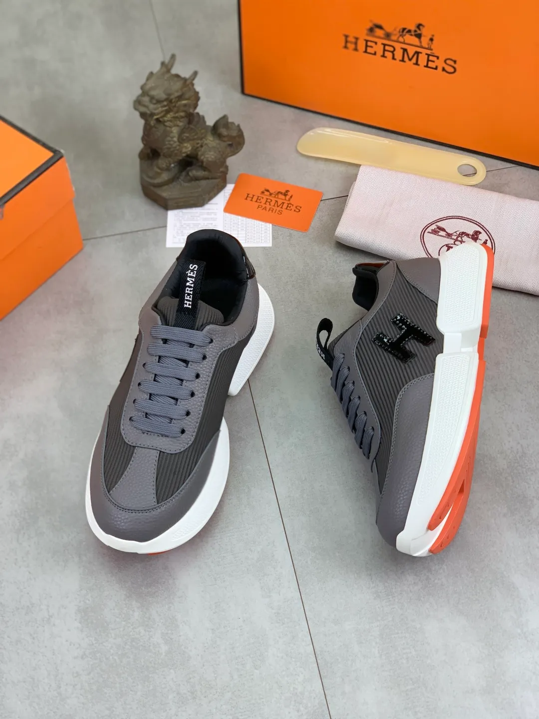 Men's men's shoes P460 new style [HERMES] Hermès - High-end quality original order - Upper: 🔝Nappa calfskin, sewn brand 'H' totem - Inner: water-dyed cowhide - Outsole: ultra-light TPU foam; molded outsole - Ultra-high quality control·Fine workmanship: highlighted (high-end·nobility·grade) -Size: 38-44 (45 can be customized)·